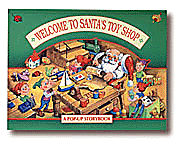 Cover of the personalized pop-up book, Welcome to Santa's Toy Shop
